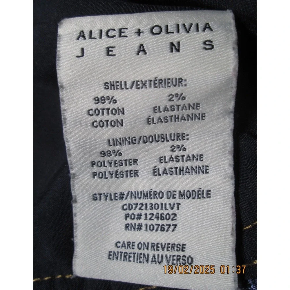 Alice + Olivia Jeans Jumpsuit Size 24 Denim Dark Halter Neck Full Zip Flare - Picture 14 of 14